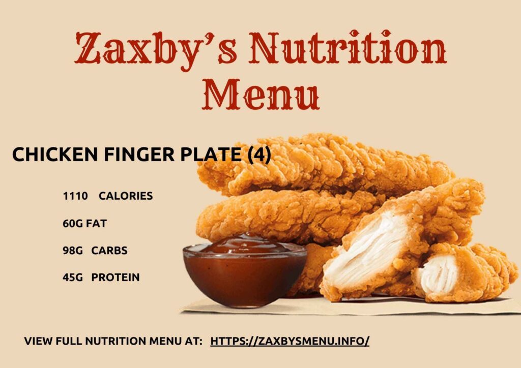 Zaxby's Nutrition Menu