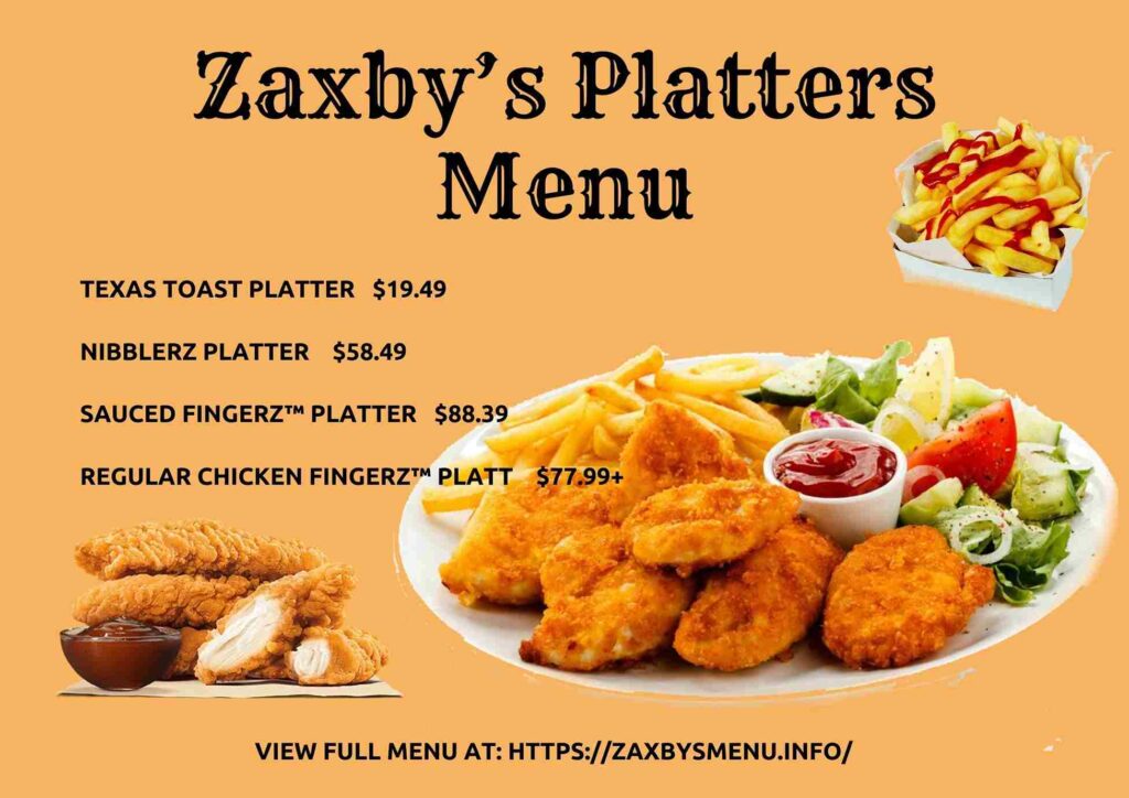 Zaxby's Platters Menu With Prices 2024 - Zaxby's Menu with Prices and ...